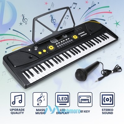 61 Key Electronic Keyboard Electric Music Digital Piano Organ with Mic & Stand