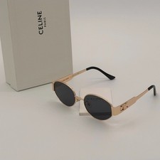 CELINE CL40235U 16A Women Silver/Grey Triomphe Oval Sunglasses In Metal