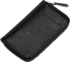 Large Zipper Leather Car Key Case, Key Holder Key Organizer Wallet, with 16 Hook