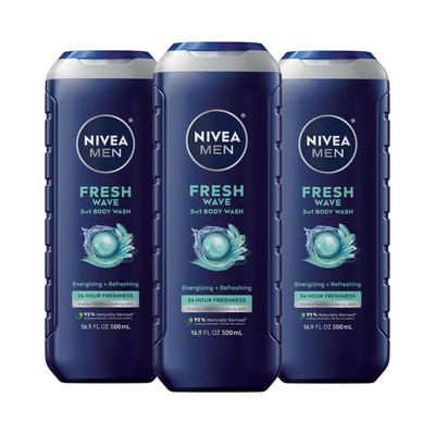 Fresh Wave Body Wash with Menthol, Refreshing Scent, 3-in-1 Men's Body Wash, ...
