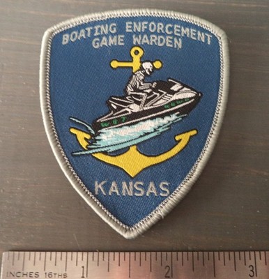 Kansas GAME WARDEN Boating Law Enforcement Patch, Hook back Modern WATER PATROL