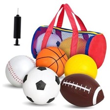 Sports Balls for Kids, 5 Pack Inflatable Playground Balls Rubber Kickballs