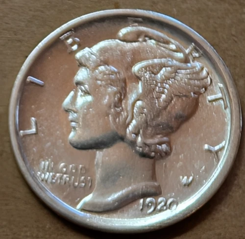 1920-S Mercury Head Dime.  AU Detail