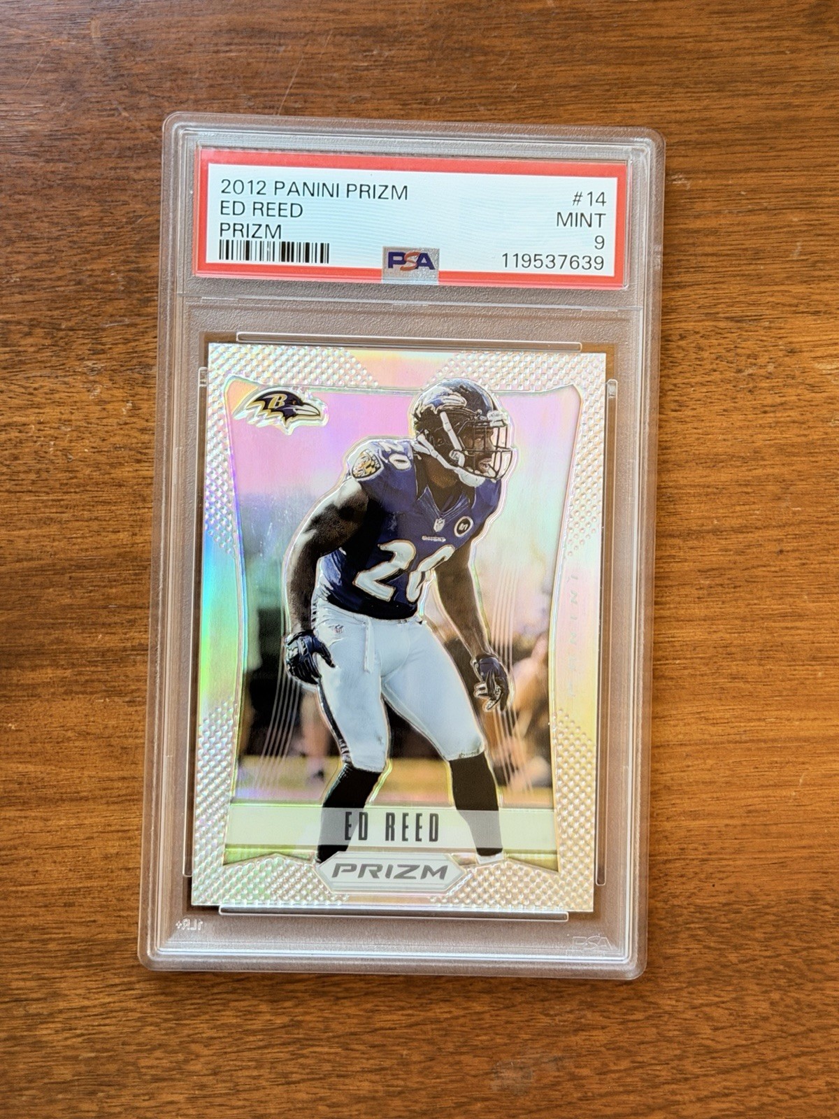 2012 Panini Prizm Silver Prizm Ed Reed #14 PSA 9 Baltimore Ravens