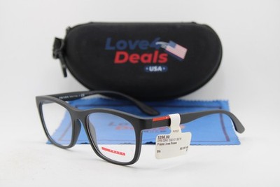 NEW PRADA VPS 02N DG0-1O1 BLACK RUBBER AUTHENTIC EYEGLASSES 55-18