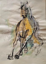 Vladimir Vrljic Ankin - Tempera,hand signed / "A beautiful horse"