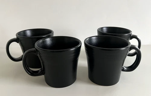 Set of 4 Fiesta Ware Foundry Coffee Mugs Black 15 oz, Homer Laughlin HLC