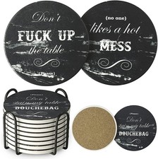 LIFVER White Elephant for Adults, Funny Coasters Set of 8 Black 8 Pack,
