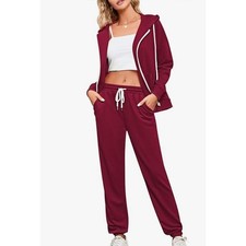 Casual 2 Piece Outfit Sweatsuit Zipper Hoodie Drawstring Pant, LARGE 12-14