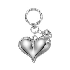 Resin Cute Heart Keychain for Women for Handbag Peach Silver