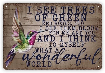 Garden I See Trees of Green Red Roses Tin Metal Signs Home Décor 8x12