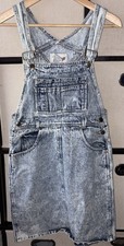 Vtg Jeanswear Squeeze Jean Youth Bib Overall Skirt Blue Denim