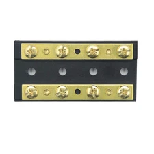 ZOOKOTO 4 Circuit Junction Block,32V DC 60A Dual Brass Bus Bar with Eight 8-3...