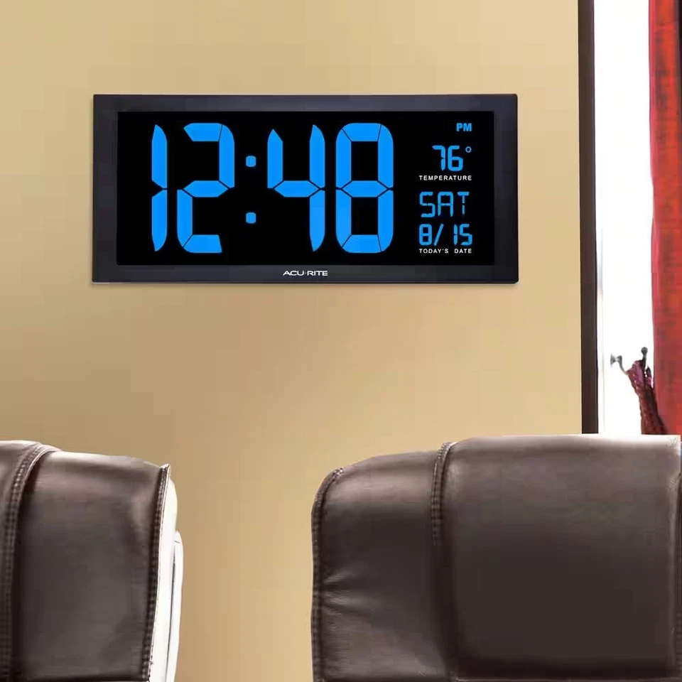 AcuRite Large LED Clock 18 in. Indoor Temperature Blue Display Clear Visibility - Image 4 of 4