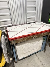 Vintage Porcelain Enamel Red And White Table ...