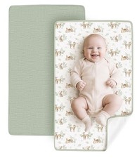 Konssy Pack of 2 waterproof cotton muslin portable changing pads 30 x 17 inches,