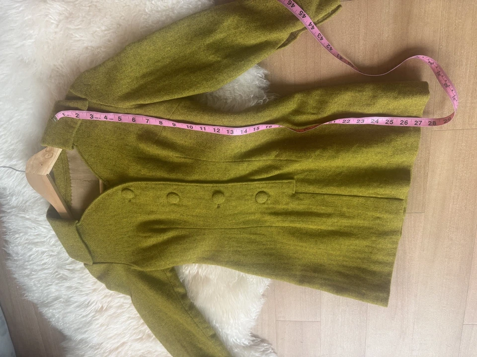 Mini Vestido Chartreuse Años 60 Para Mujer XS S De Colección Años 60 Con Botones Micro Twiggy Foto 4 de 4