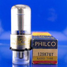 One PHILCO 12SK7GT Tube NOS NIB Pentode EM  : 108 GM  : 100 AMPLITREX