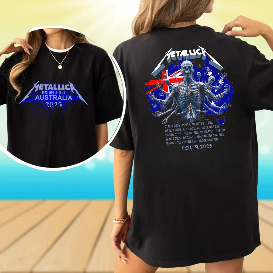 Metallica M72 Australia Tour 2025 Shirt, Tshirt Gifts for Music Rock Fans - image 3 of 4