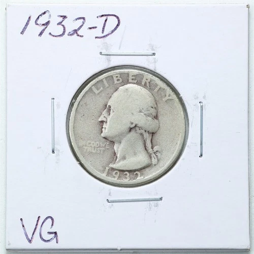 1932-D 25C Washington Silver Quarter Dollar in VG Condition #6371