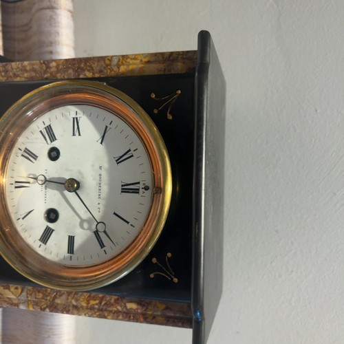 Antique Houdebine & Cie Paris 8 Day Mantel Clock Black Slate Marble Inlay 19th C - Picture 4 of 17