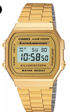 Casio Men's Digital Gold-Tone St. Steel Bracelet Watch A168WG-9MV No Box
