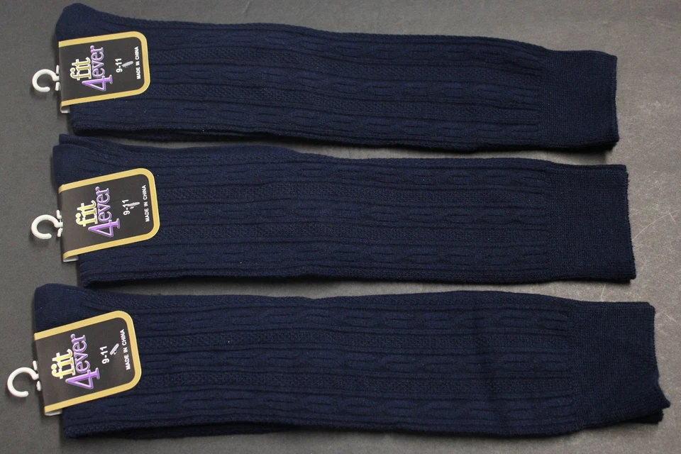 6 PARES Calcetines Mujer Hasta la Rodilla Crew BOTAS Calcetines Zapato Talla 4-10 AZUL MARINO SÓLIDO Foto 4 de 4