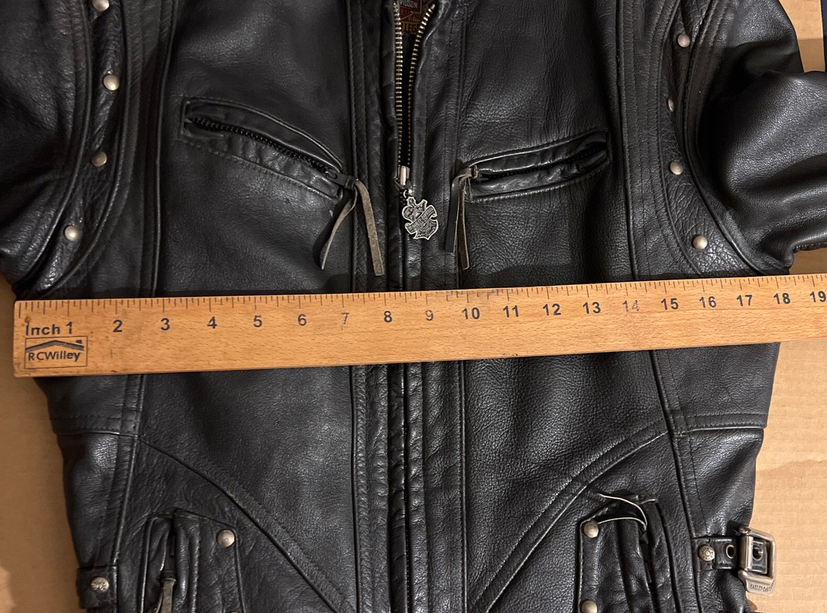 Harley-Davidson Black Zip Leather BIKER Jacket With Metal