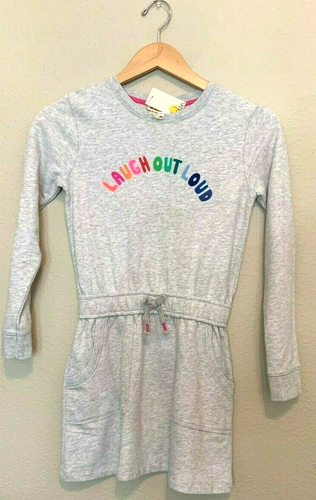 Neu mit Etikett Boden Mädchen 9 10 grau laut lachen Herbst Winter Freizeit Sweatshirt Kleid - Bild 8 von 11