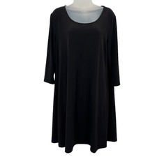 Chico Dress Women's Size 2 Black Stretchy Scoop Neck 3/4 Sleeve Mini Relaxed