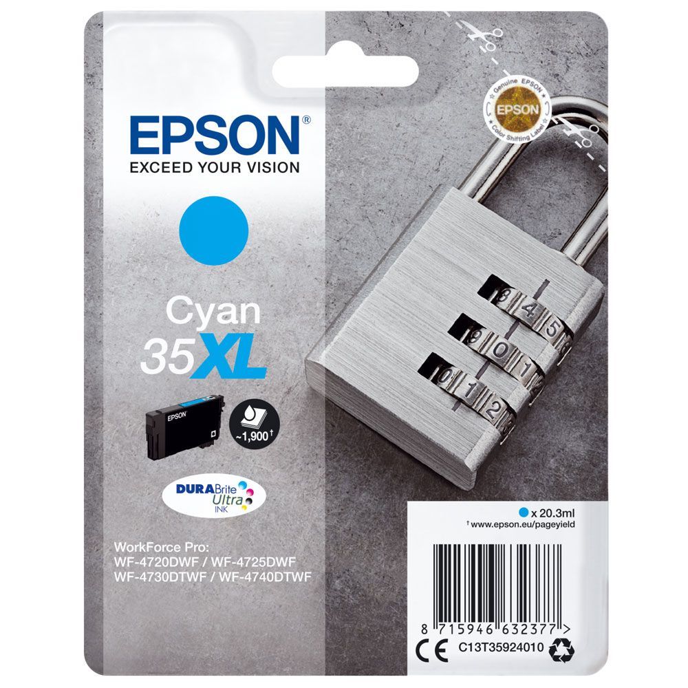 Cartouche Epson 35XL Cyan T3592 haute capacité pour imprimante jet d encre