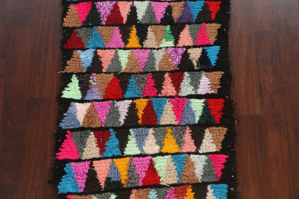 3'x6' Modern Geometric Moroccan Oriental Area Rug Hand-knotted Wool Foyer Carpet - Image 3 of 4