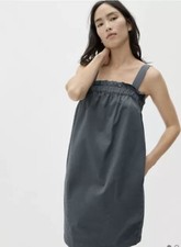 Everlane Paperbag Dress Womens Size S Ruffle Trim Pockets 100% Organic Cotton