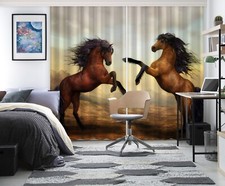 3D Brown Horse ZHUA4448 Animal Photo Curtain Window Blockout Fabric Amy 2023