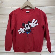 Disney Mickey Mouse Red Cartoon Double Sided Sweatshirt 80s VTG Youth L 14/16