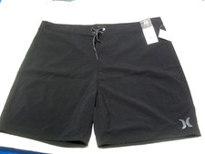 New HURLEY sz 40 board shorts solid black One  Only swim trunks stretch