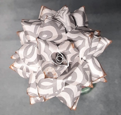 Handmade Paper Flower on stem (Gray Pattern No.3) for Wedding, St. Valentine's - Picture 5 of 18