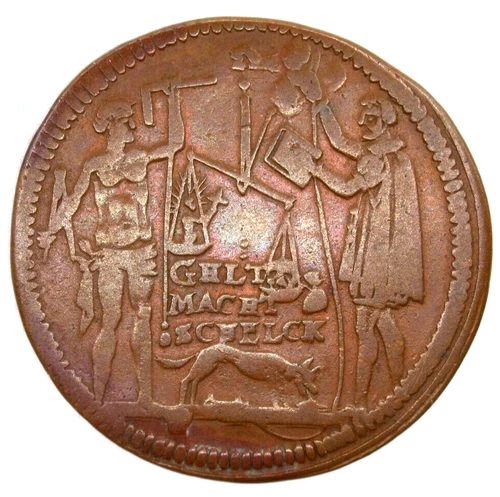 1612-1651 Nuremberg Germany Wolf Lauffer "Alchemist" Rech Pfennig - World Token - Picture 1 of 2