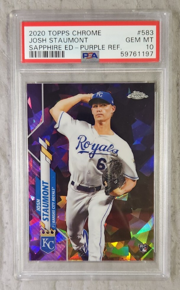 Josh Staumont 2020 Topps Chrome Sapphire Purple Refractor RC Rookie #/10 PSA 10