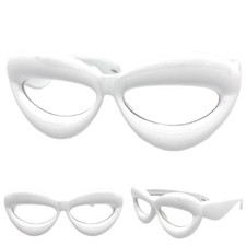 Oversized Exaggerated Retro Clear Lens EYE GLASSES Large Super Thick White Frame