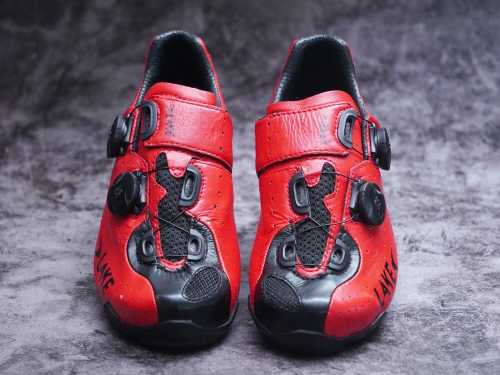 LAKE CX402 Kangaroo Leather Cycling Shoes: Red EU38 (Women's