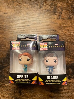 LOT OF 2 FUNKO POCKET POP! KEYCHAINS MARVEL ETERNALS SPRITE & IKARIS FIGURES NEW