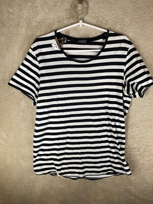 JACK & JONES Casual T-Shirt Tee Top Size M Womens Black Striped Short Sleeve