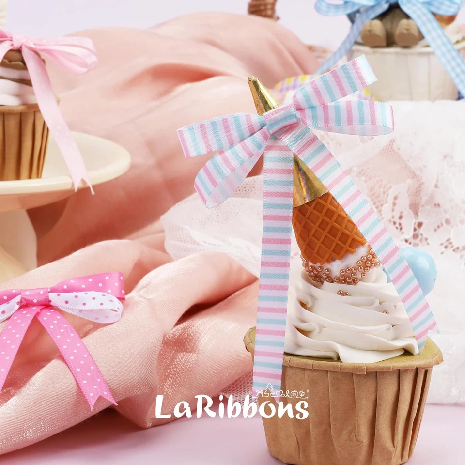 10 Color 100 Yards Striped and Plaid Satin Ribbon Variety Pack, 3/8" X 10 Yards/ - Image 2 of 4