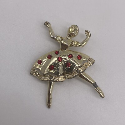 Vintage Silver Tone Ballet Dancer Brooch Pin