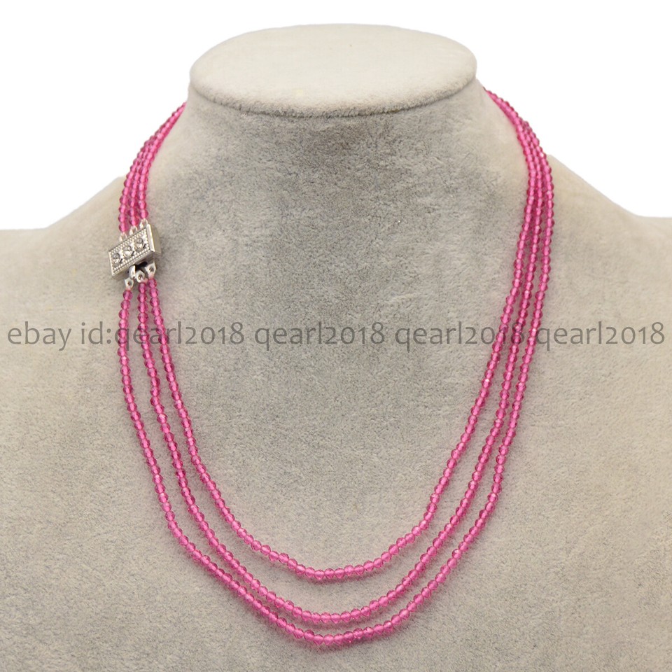Small 3mm Faceted Multicolor Spinel Round Gemstone Beads Necklace