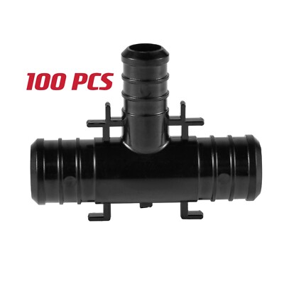 100 PCS EFIELD Poly Crimp Pex Fitting 3/4'' X 3/4'' X 1/2'' Tee With Position Tab
