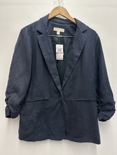 Nwt MICHAEL KORS Women's Blue Ruched Sleeve One-button Blazer Jacket Size 12