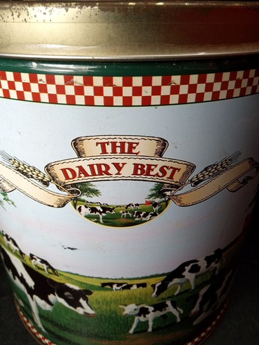 Vintage Houston Foods Co. Metal Can Popcorn Tin Barn Farm Cow "The Dairy Best" - Picture 7 of 24