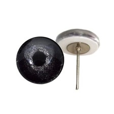 Pair Black Bird Glass Eyes On Wire Pin Posts Doll Making Needle Felt